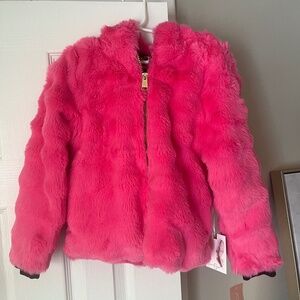 NWT Girls Faux Fur Jacket Pink Size 5/6 Jessica Simpson